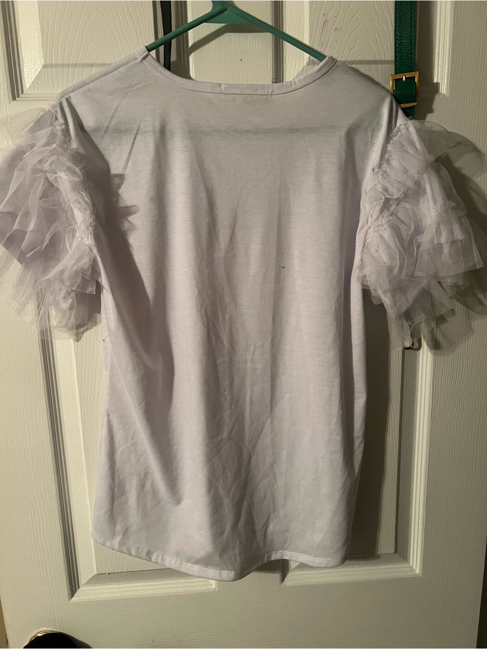 Puff Sleeve Tulle Top - White